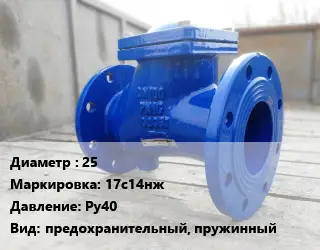 Клапан стальной 25 17с14нж Ру40 предохранительный, пружинный